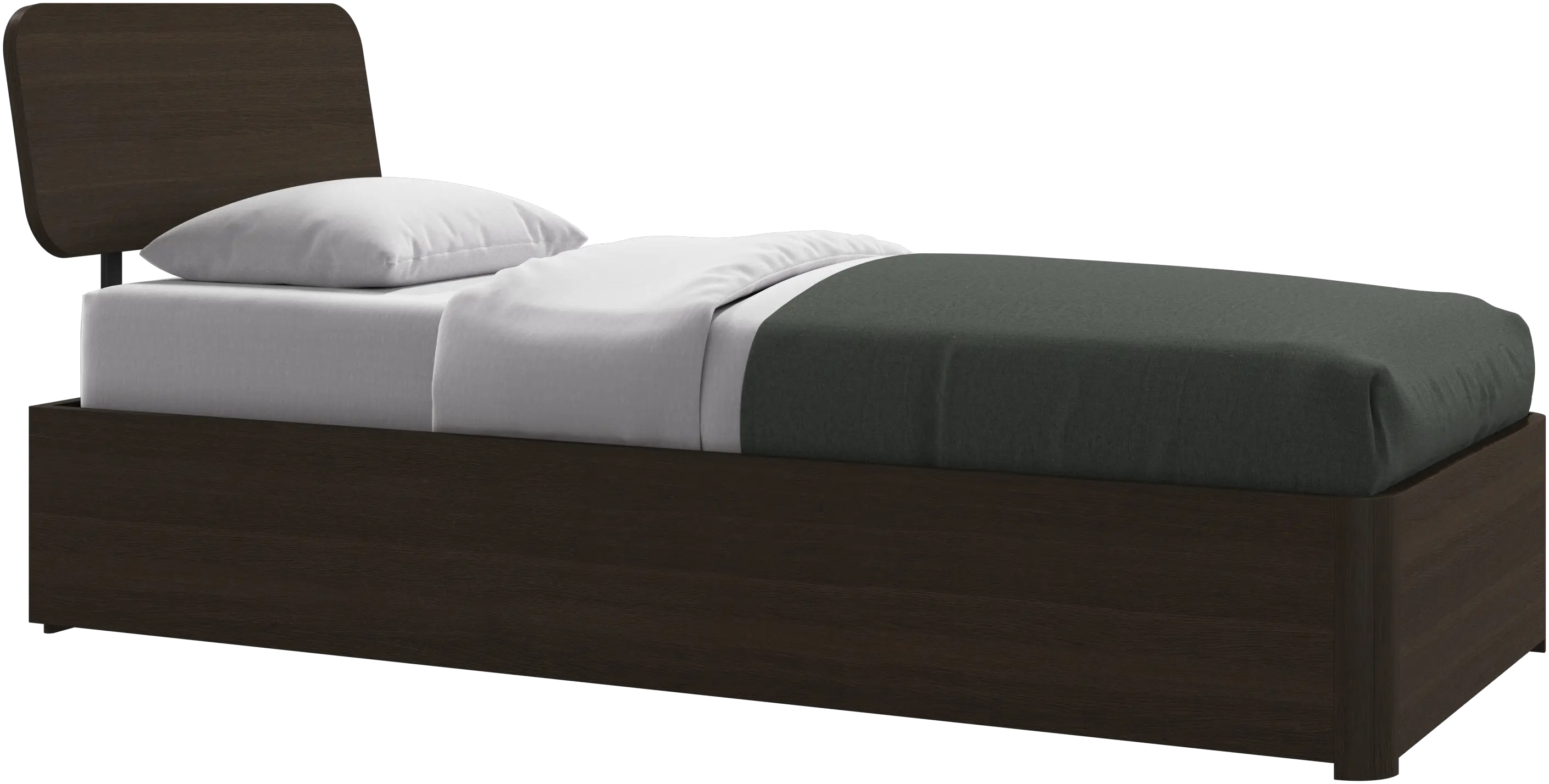 Element bed, bed-mounted headboard, with slats and storage solution, excl. mattress